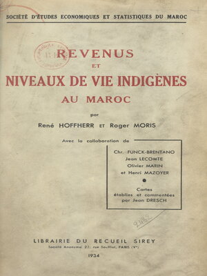 cover image of Revenus et niveaux de vie indigènes au Maroc